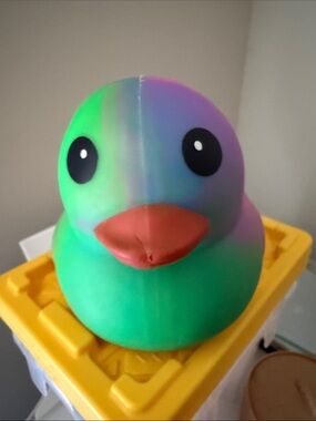 Sunny Days Tie Dye Colorful Gradient Rubber Duck Plush - Green, Purple, Teal